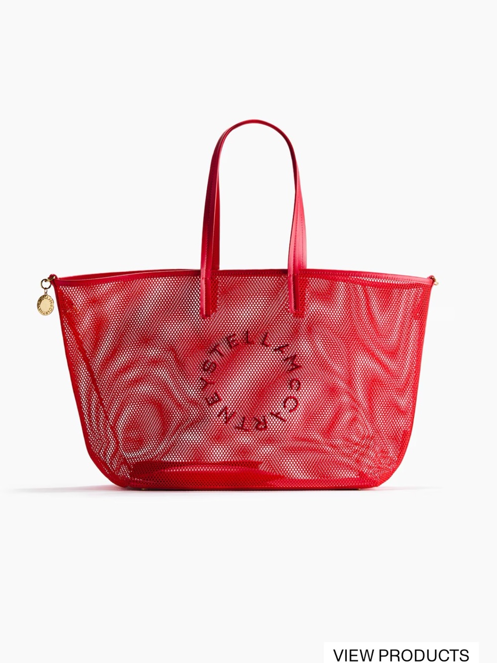 Stella McCartney Red Perforated Circle-Logo Mesh Tote
